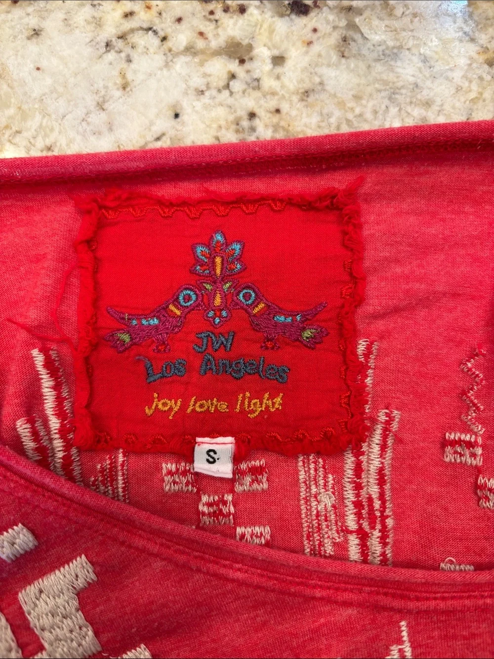 Johnny Was Embroidered Floral Long-Sleeve Top - Coral - Picture 5 of 5